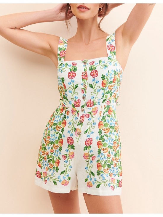 FARM Rio Pants - FARM Rio Tropical Romance Floral Belted Romper Size S